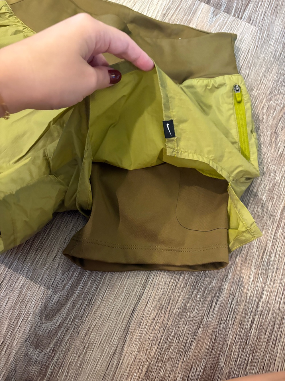 Nike Olive-Green Women's Running Shorts - Picture 2 of 3